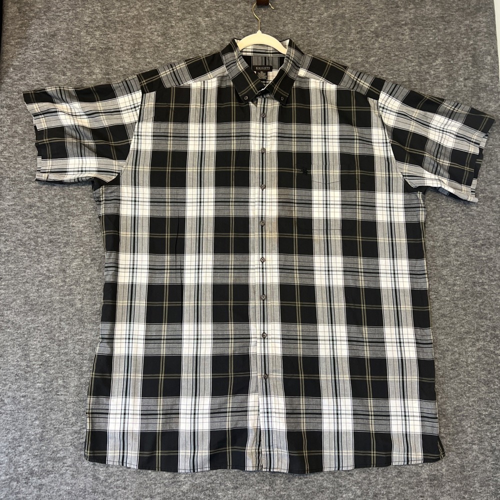 Knights Sportswear Shirt Mens Size‎ 3XLT Plaid Button Up Short Sleeve EUC
